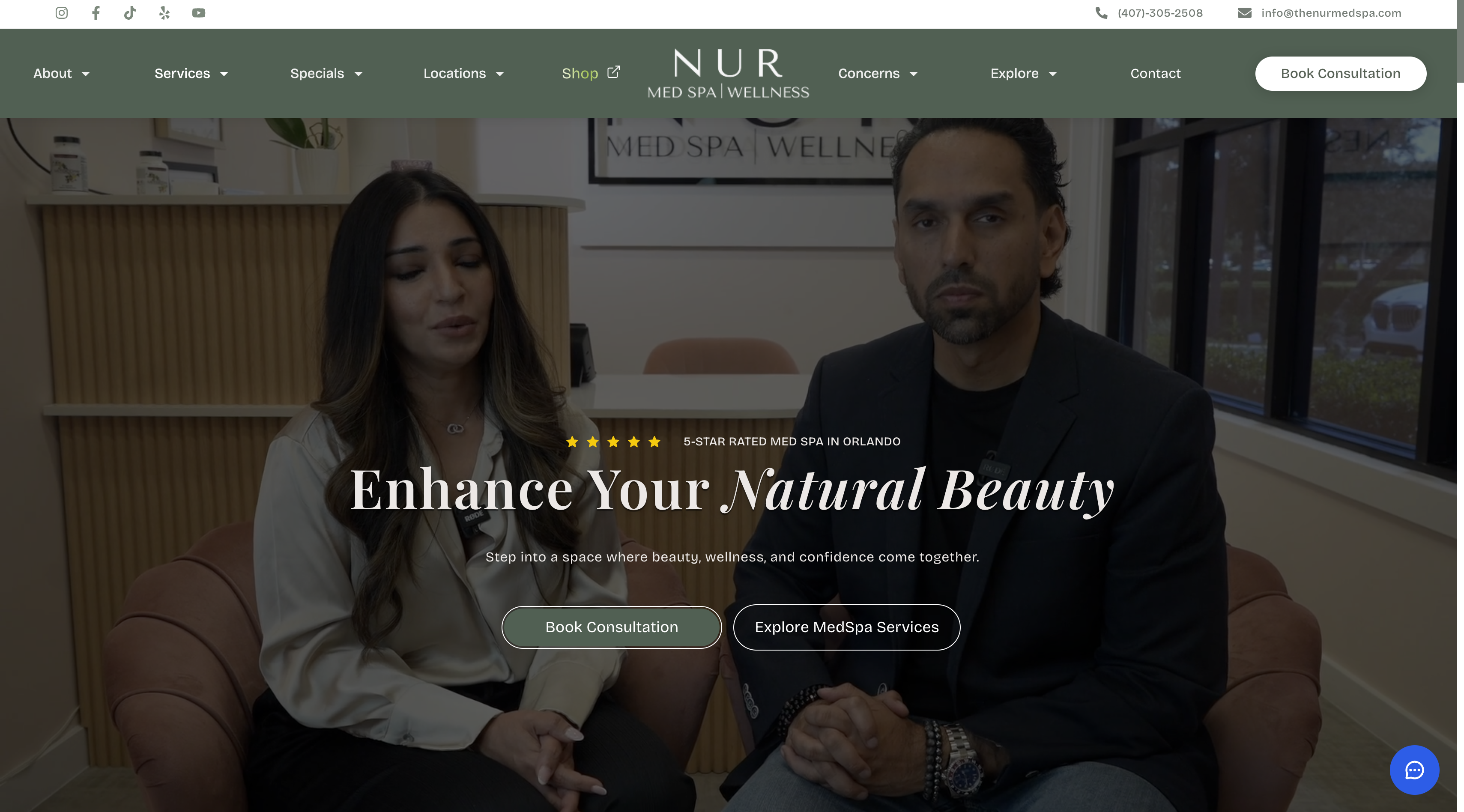 NUR Med Spa website