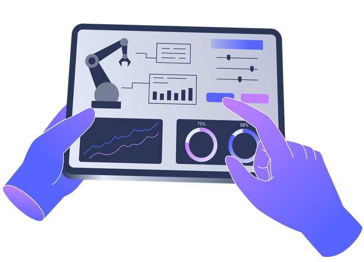Hands interacting with an automated console dashboard